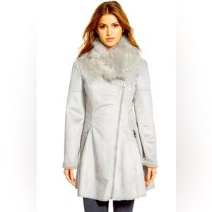 Catherine Malandrino Asymmetrical Faux Shearling Coat